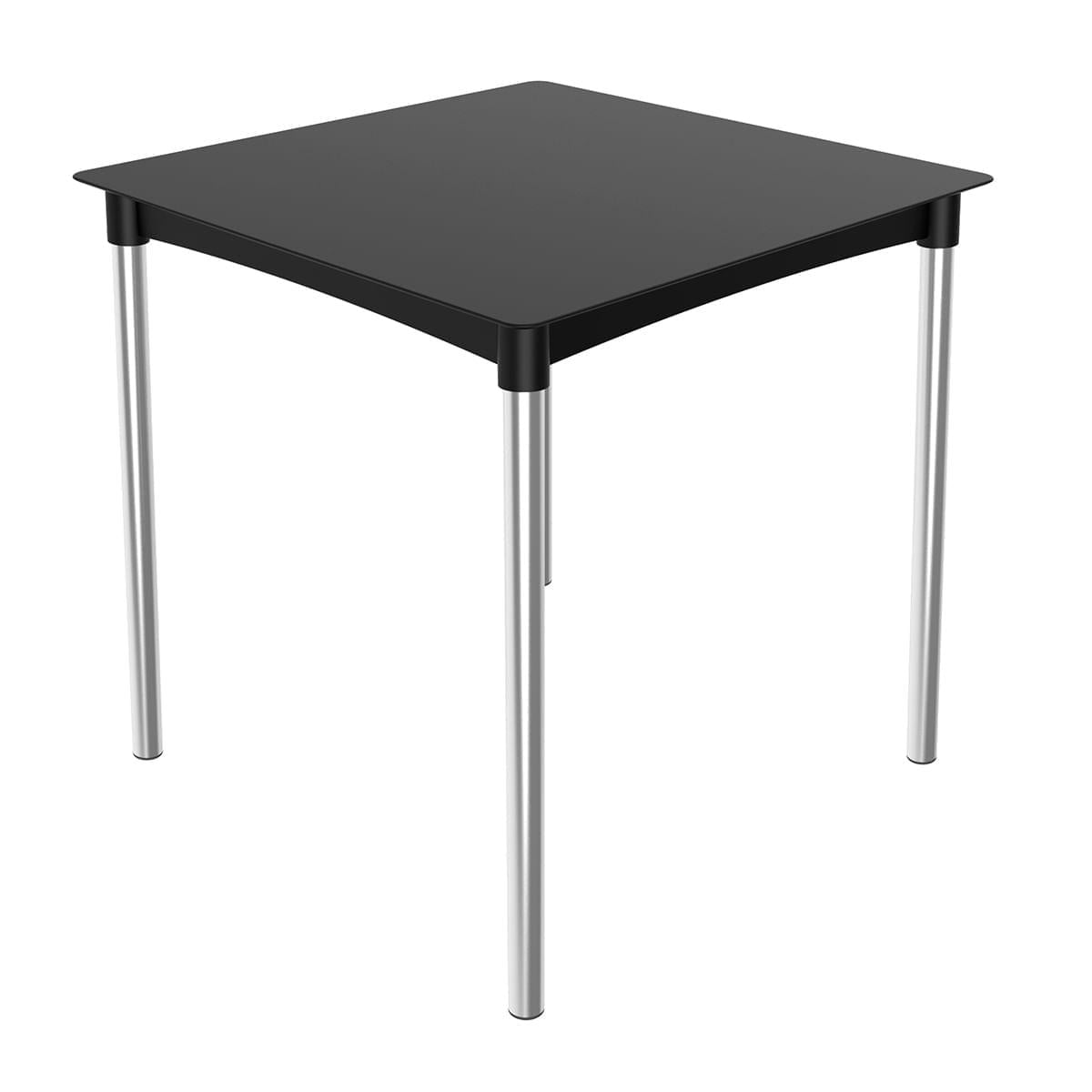 Mesa Atto 4 Lugares em Polipropileno Preto 74x74cm Pés em Alumínio Im In