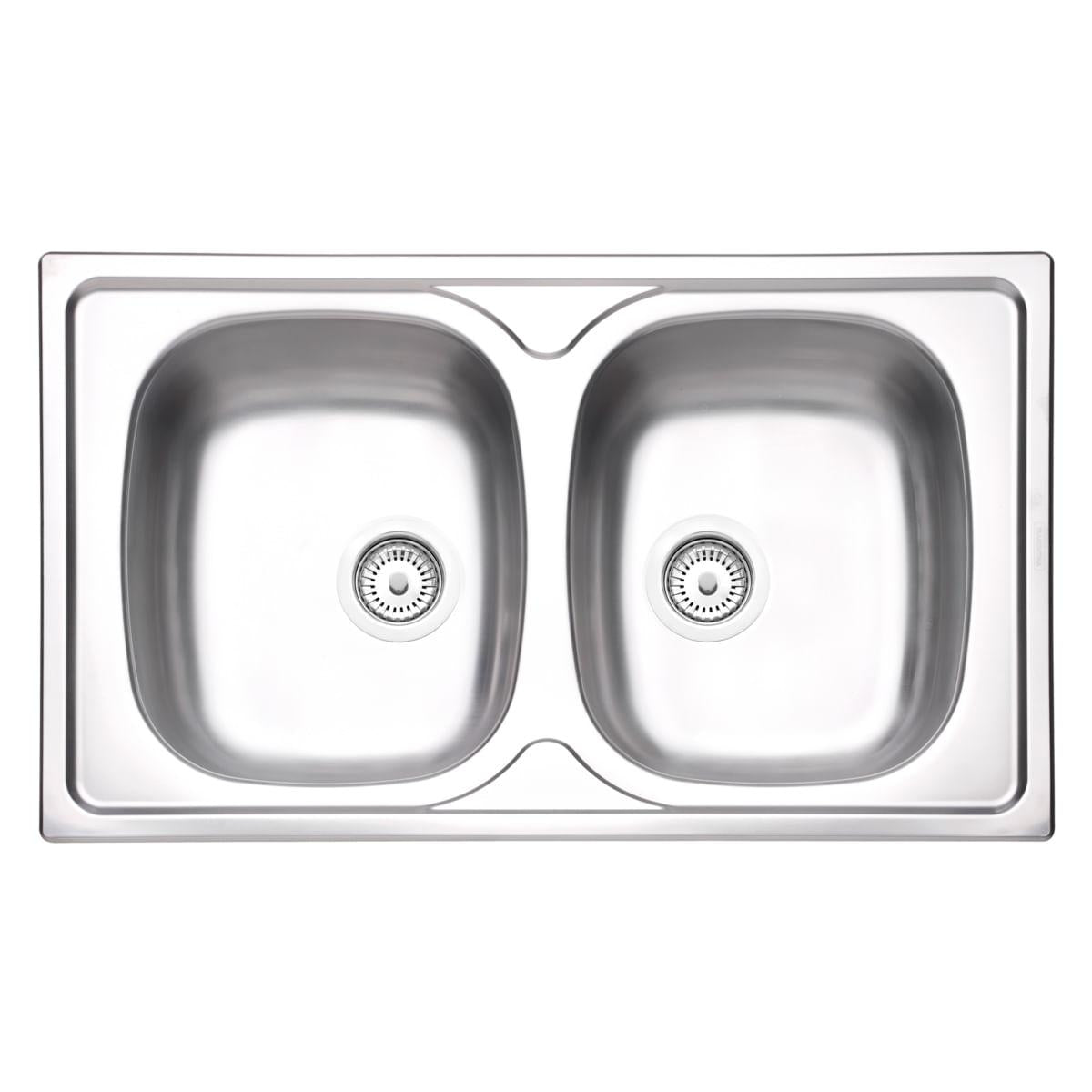 Cuba de Sobrepor Tramontina Sigma 2 Cubas em Aço Inox Pré-polido 86 x 50 cm com Válvula