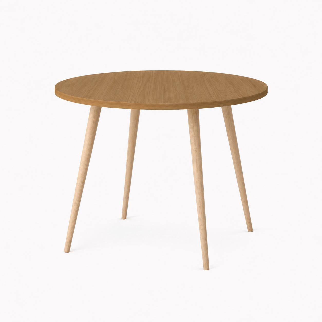 Mesa Jantar Sofia Redonda 80cm Freijó Natura 18mm Pés de Madeira Natural Marin
