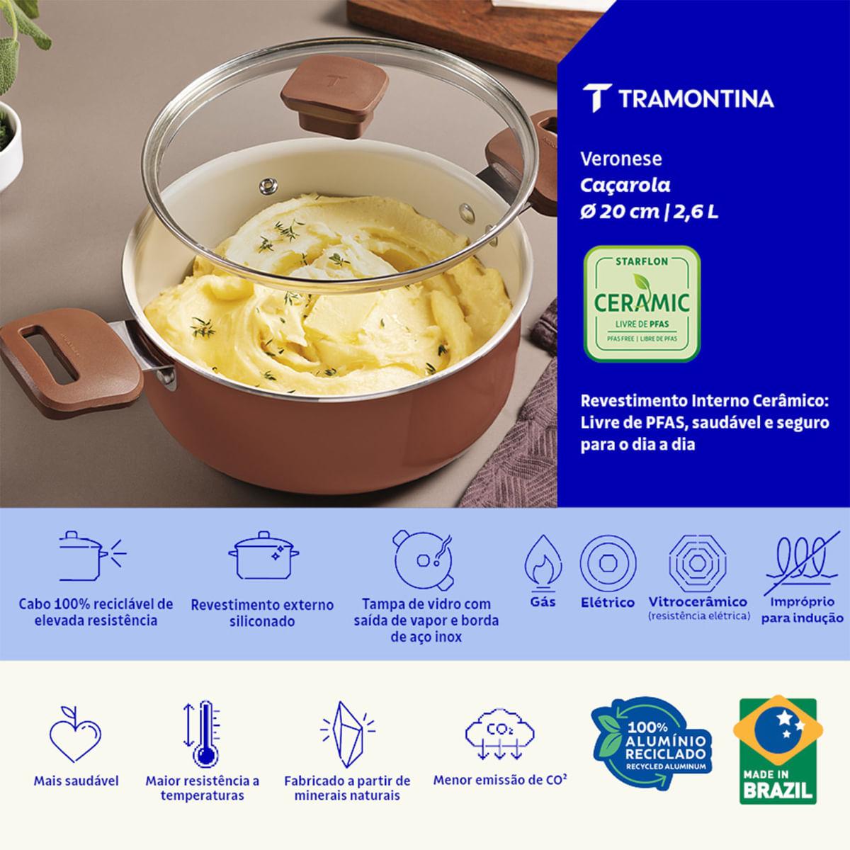 Caçarola Tramontina Veronese Alumínio e Cerâmica Argila 20cm 2,6 L