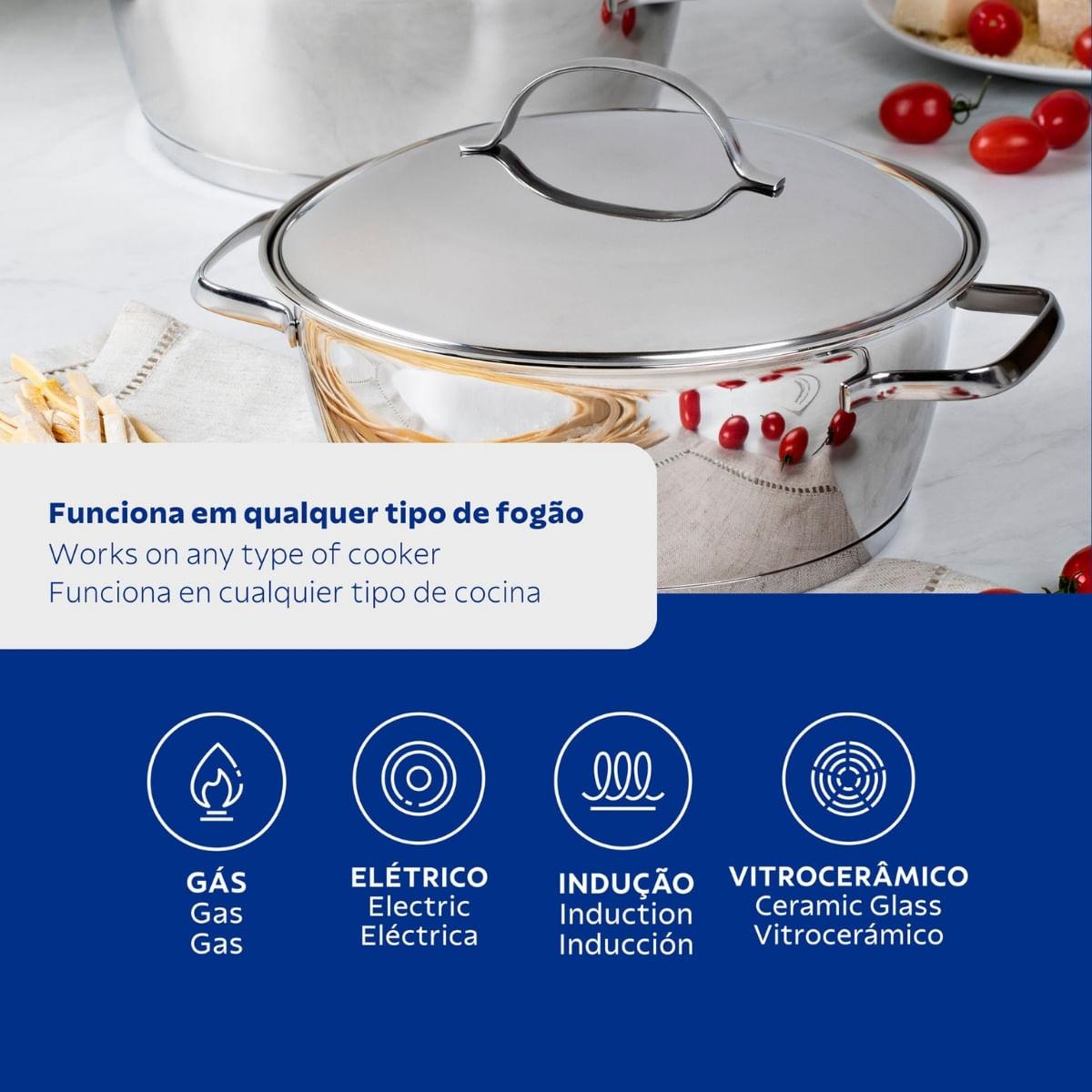Jogo de Panelas Tramontina Allegra 10 Peças Aço Inox Indução