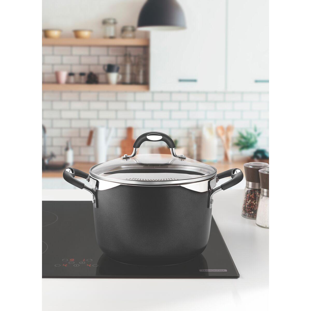 Espagueteira Tramontina Mônaco Induction em Alumínio Preto 22 cm 5,4 L