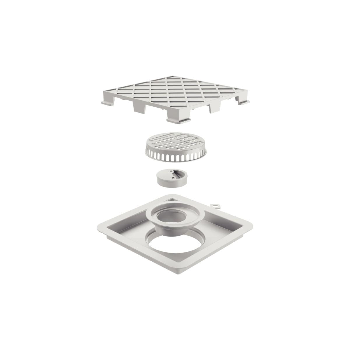 Ralo Oculto Tramontina Square Hide em PVC 15 x 15 cm