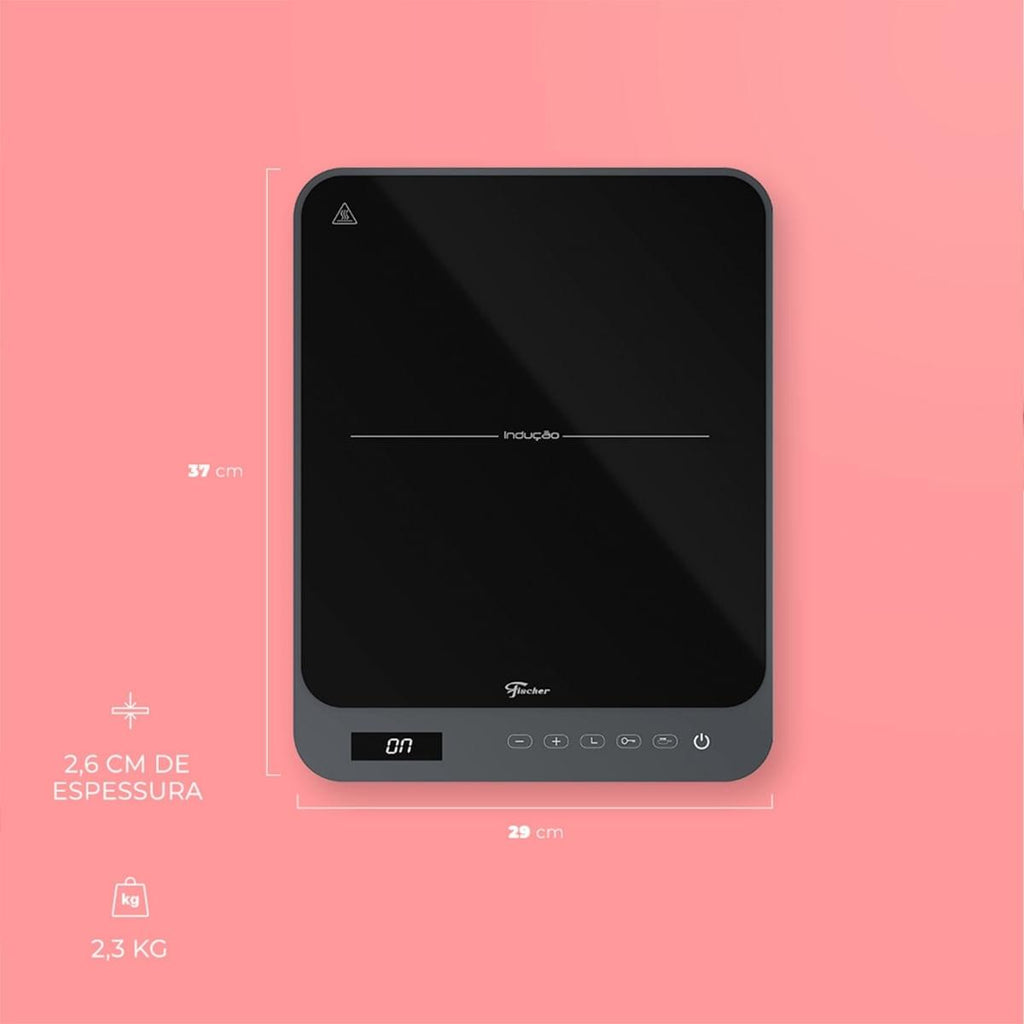 Cooktop de Indução Portátil Fischer 1 Boca Bivolt Touch Screen Verde Pistache
