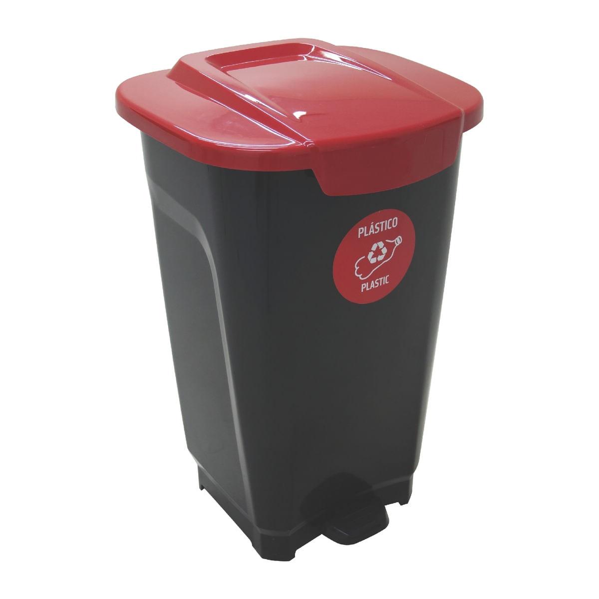 Lixeira T-Force 50 Litros Preta com tampa Vermelha Tramontina 92813409