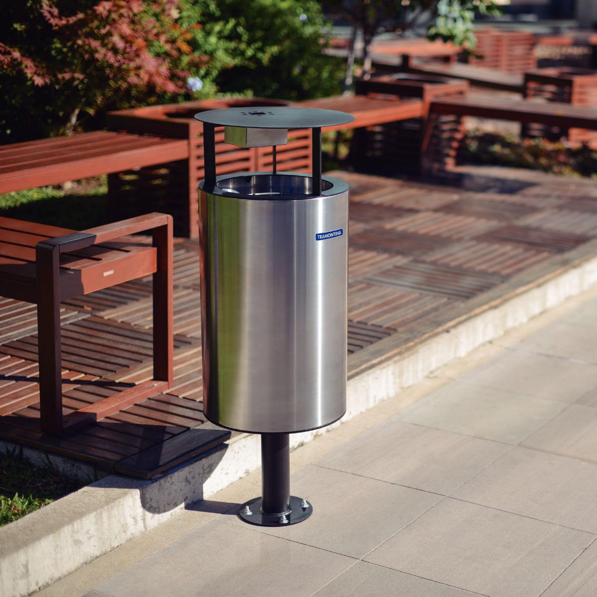 Lixeira Tramontina Messina 65 Litros em Aço Inox Acetinado
