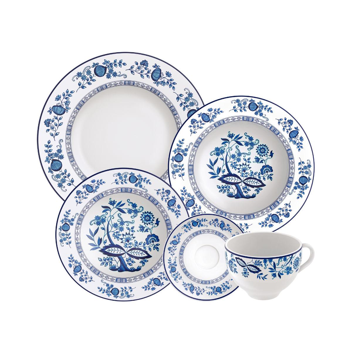 Aparelho de Jantar Tramontina Dulce 20 Peças em Porcelana Decorada
