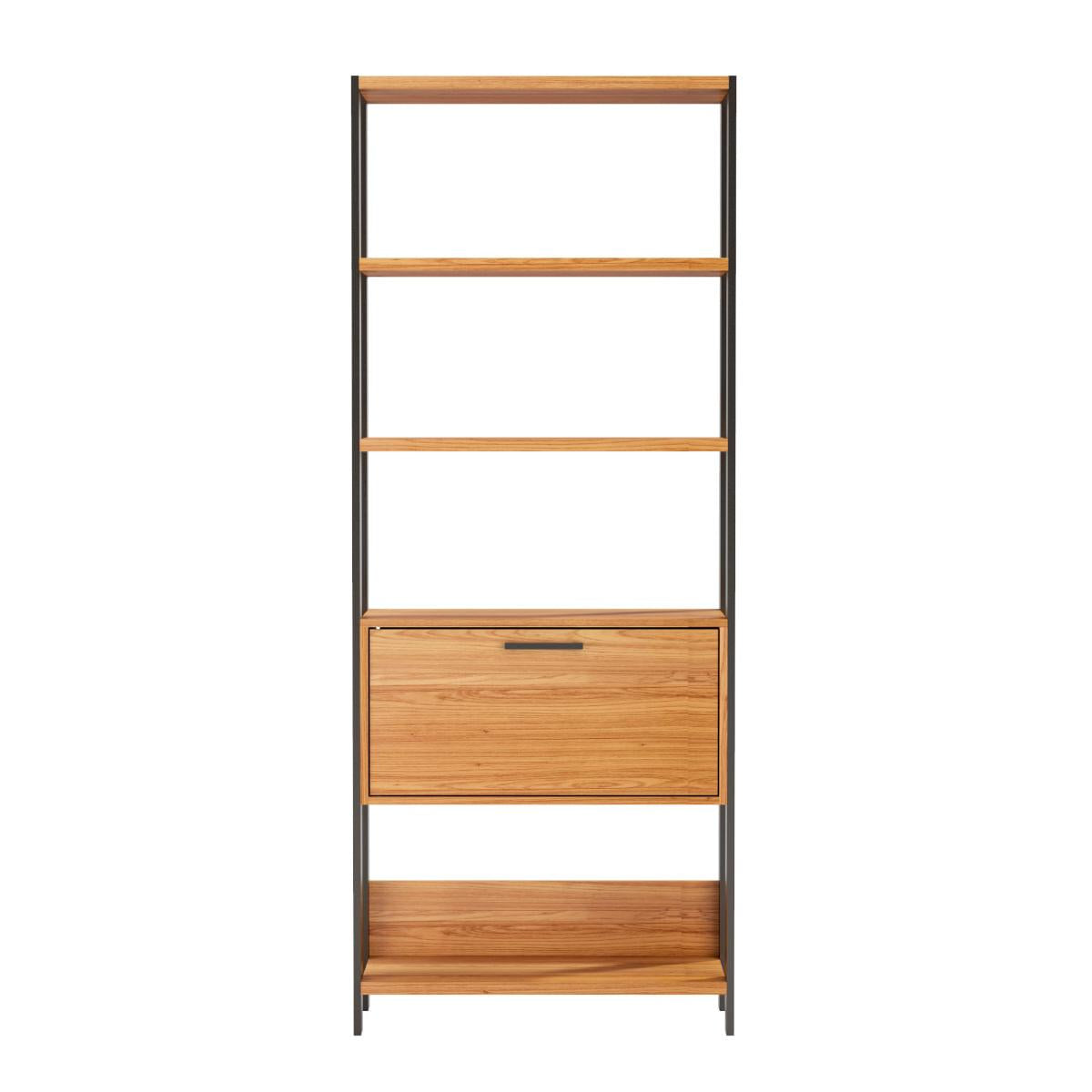 Estante 5 Prateleiras 1 Porta Basculante E95 Freijó/Preto Fosco 73 x 32 x 185 cm Dalla Costa