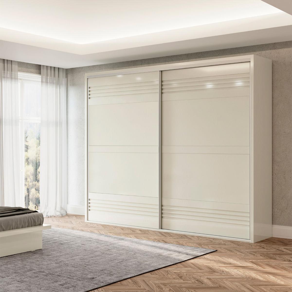Guarda-Roupa com 2 Portas de Correr 267 cm Off White TW603 WW Dalla Costa