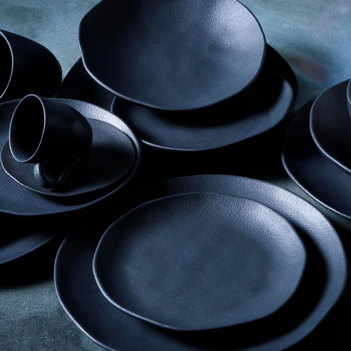 Aparelho de Jantar 20 Peças Orgânico Preto Matte Porto Brasil