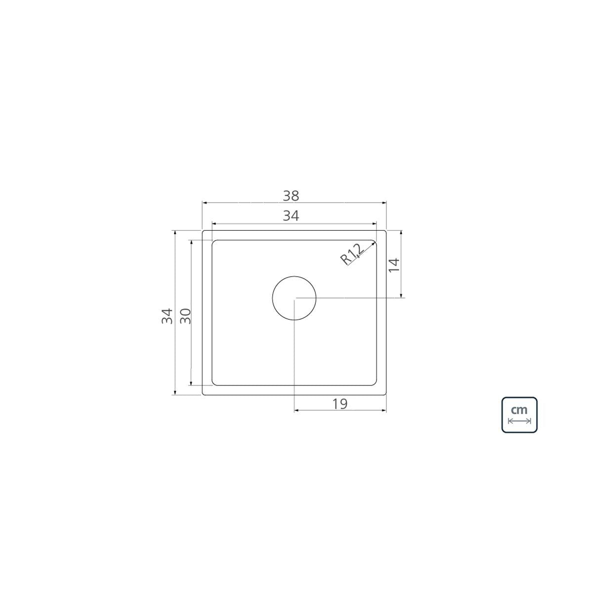 Cuba Tramontina Quadrum Auxiliar 34 em Aço Inox com Acabamento Scotch Brite 34 x 30 cm