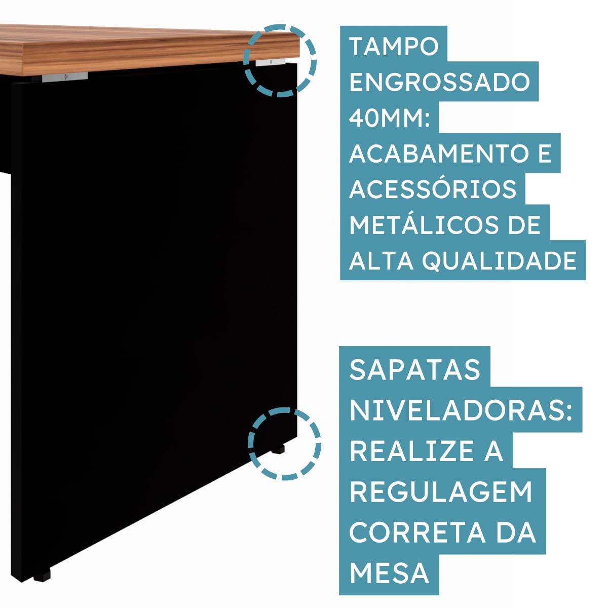 Mesa para Escritório 120x60 cm Nogal Preto Fosco Marin Brasil