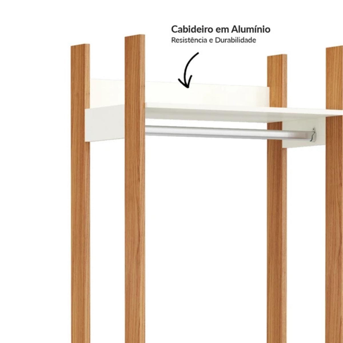 Closet Industrial 2 Torres 2 Gavetas 145x45x220cm Off White Freijó Dalla Costa