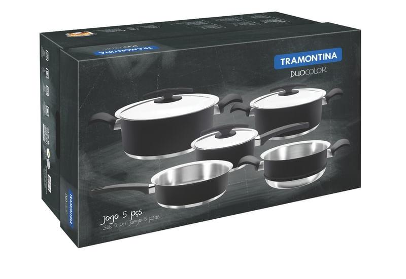 Jogo de Panelas 5 peças Inox Duo Color Preta Tramontina 65380015