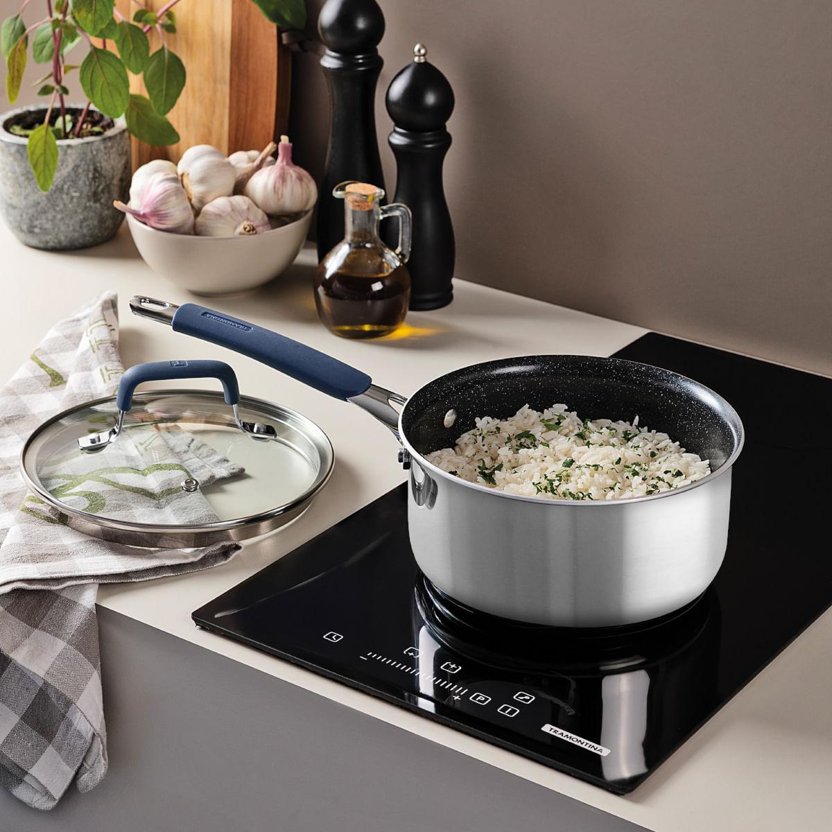 Panela Tramontina Romagna Aço Inox Cerâmico Black Stone 18 cm 2,25 L