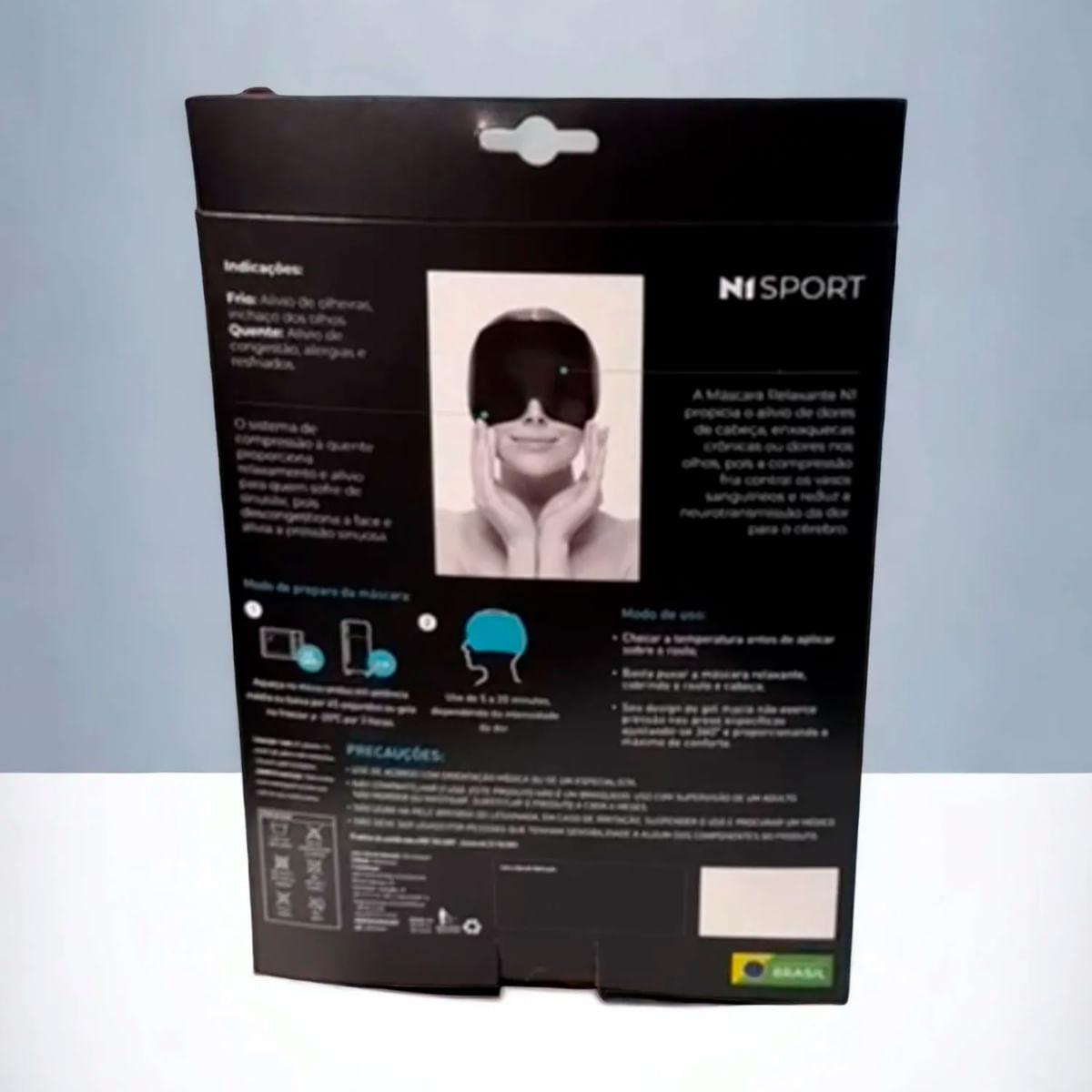 Máscara Relaxante com Gel Térmico Preto N1 Sport