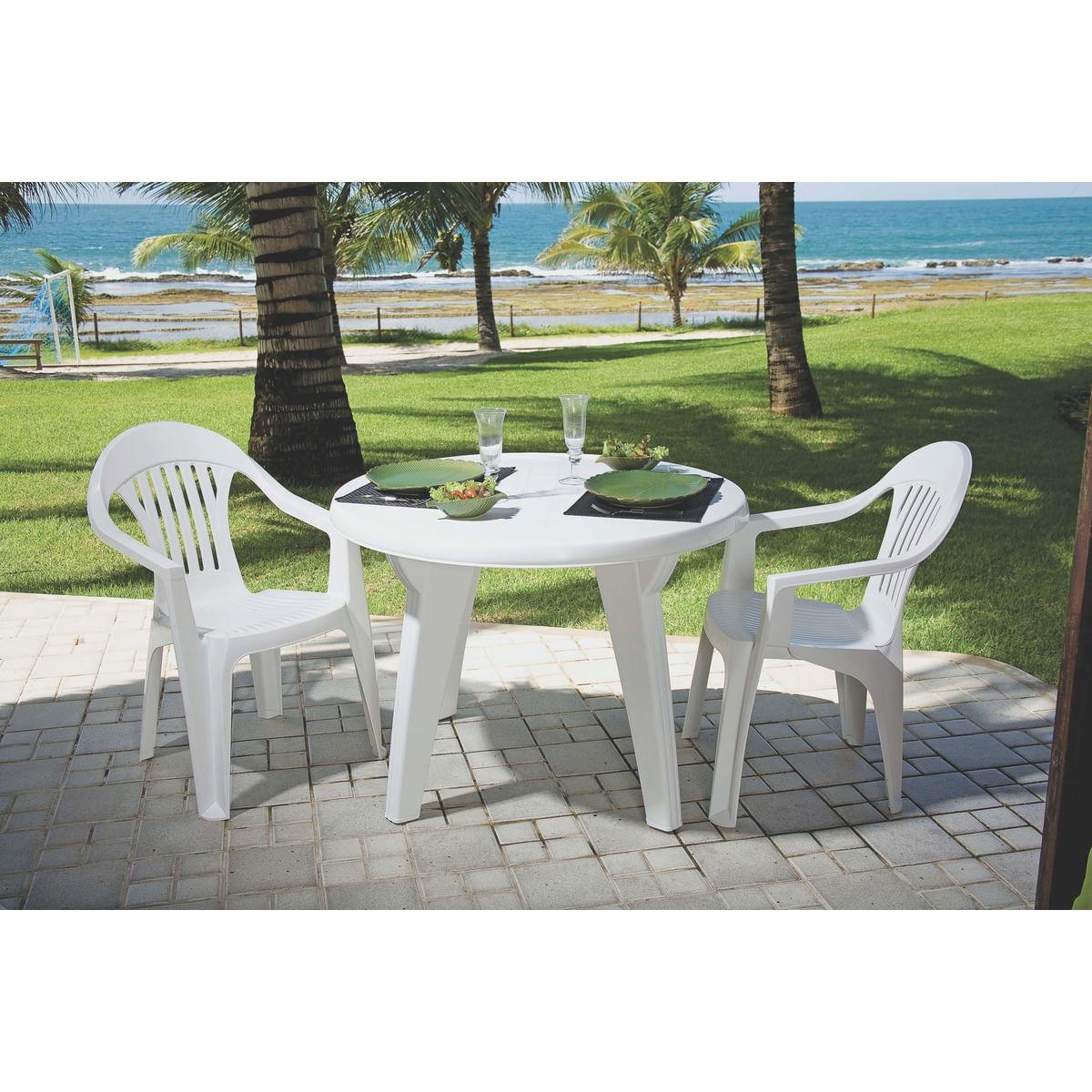 Mesa Tramontina Acapulco 100 cm Branco em Polipropileno