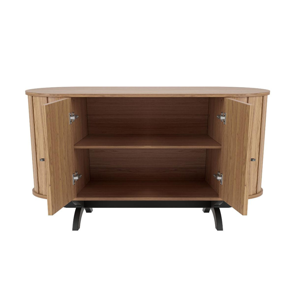Balcão Buffet Curvo em MDF 2 Portas Freijó/Preto Fosco 130 cm TB289 Dalla Costa