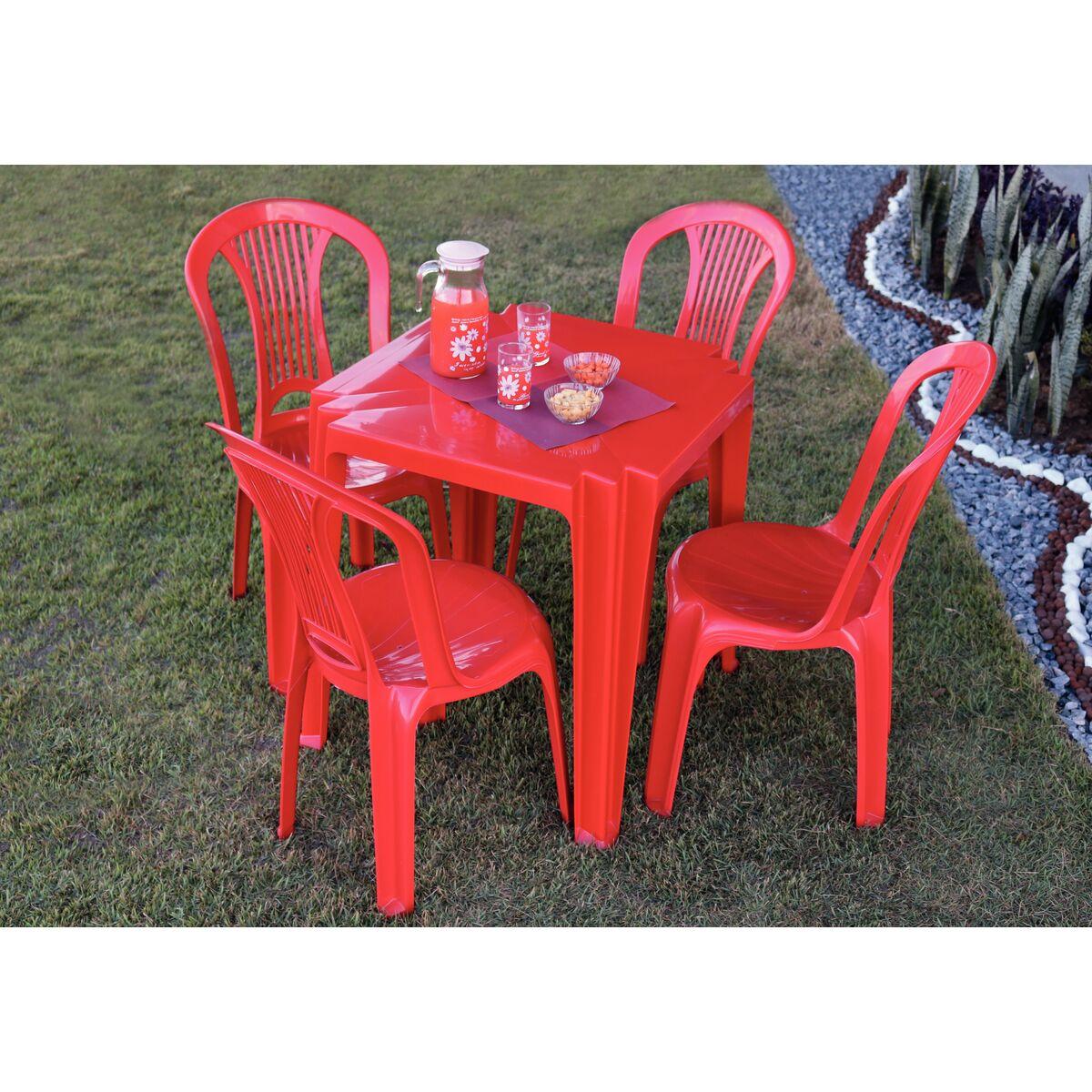 Mesa Tramontina Tambaú 68x68x72 cm em Polipropileno Vermelho