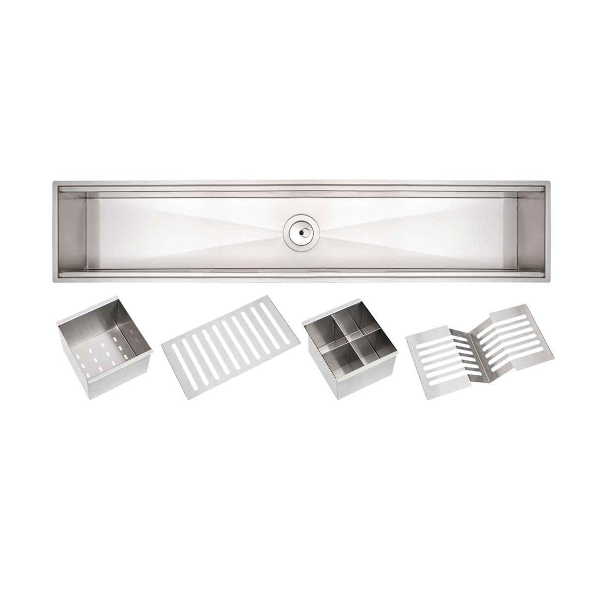 Canal Organizador Tramontina Aço Inox Acetinado 90x18cm com Acessórios