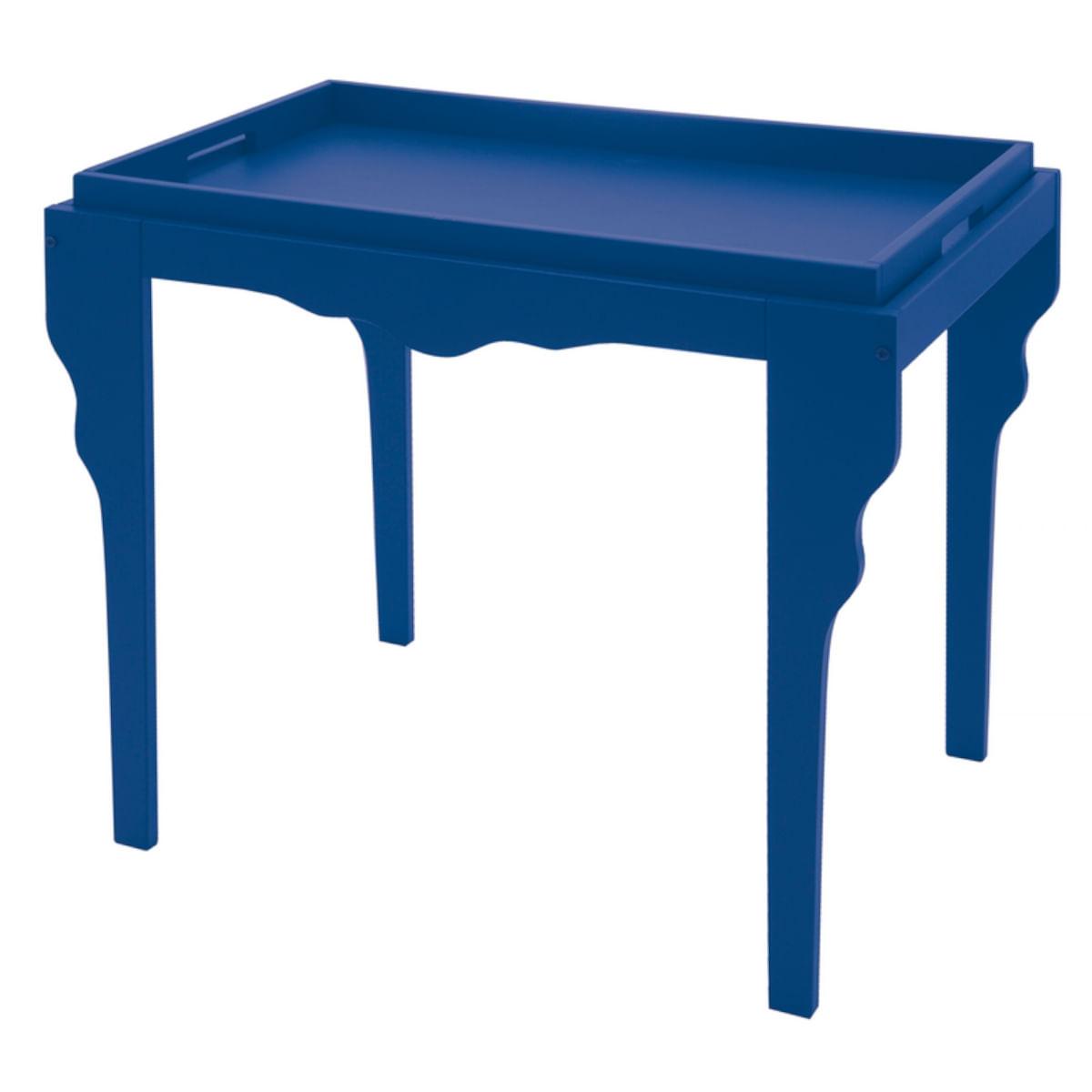Mesa de Apoio de Madeira Retrô Tramontina 84 x 49 x 71 cm Azul com Bandeja