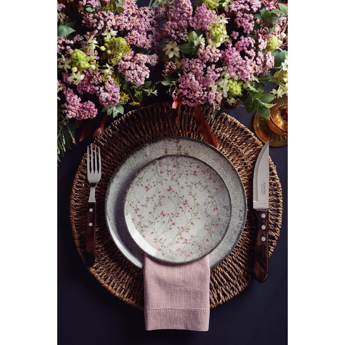 Jogo de Pratos Tramontina Floralis em Porcelana Decorada 12 Peças
