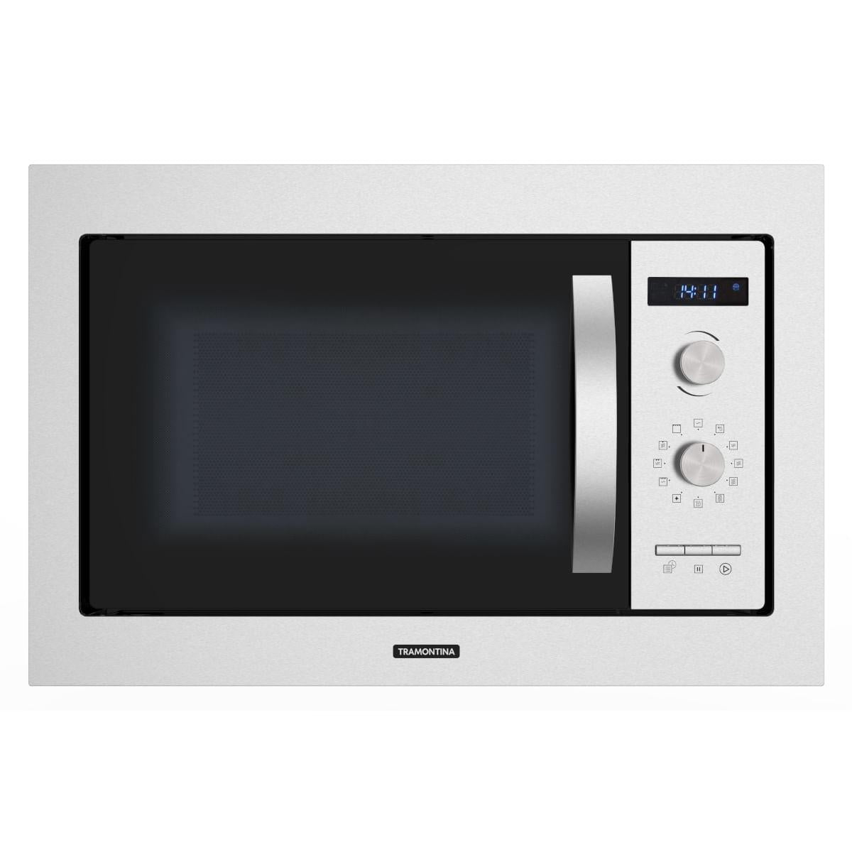 Micro-ondas de Embutir Tramontina Inox 60 25 L em Aço Inox Scotch Brite 8 Funções