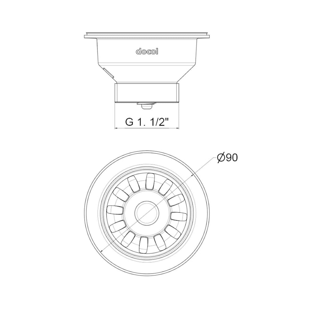 Válvula de Escoamento Docol Standard 3.1/2" para Cozinha em Aço Inox Acetinado e Polipropileno
