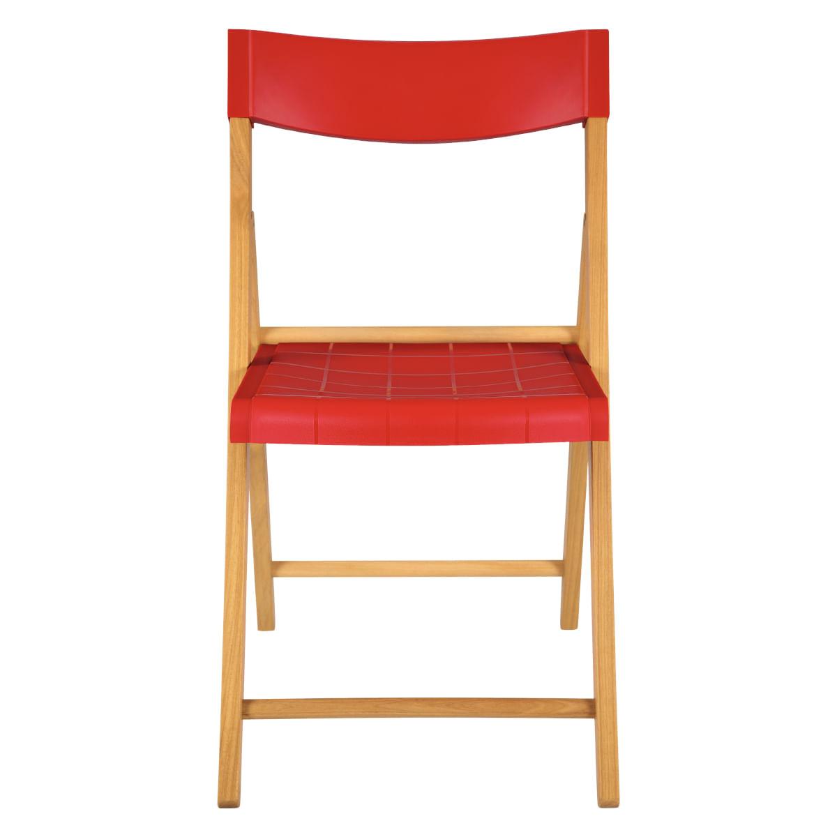 Cadeira de Madeira Dobrável Tramontina Potenza Verniz Assento e Encosto Polipropileno Vermelho