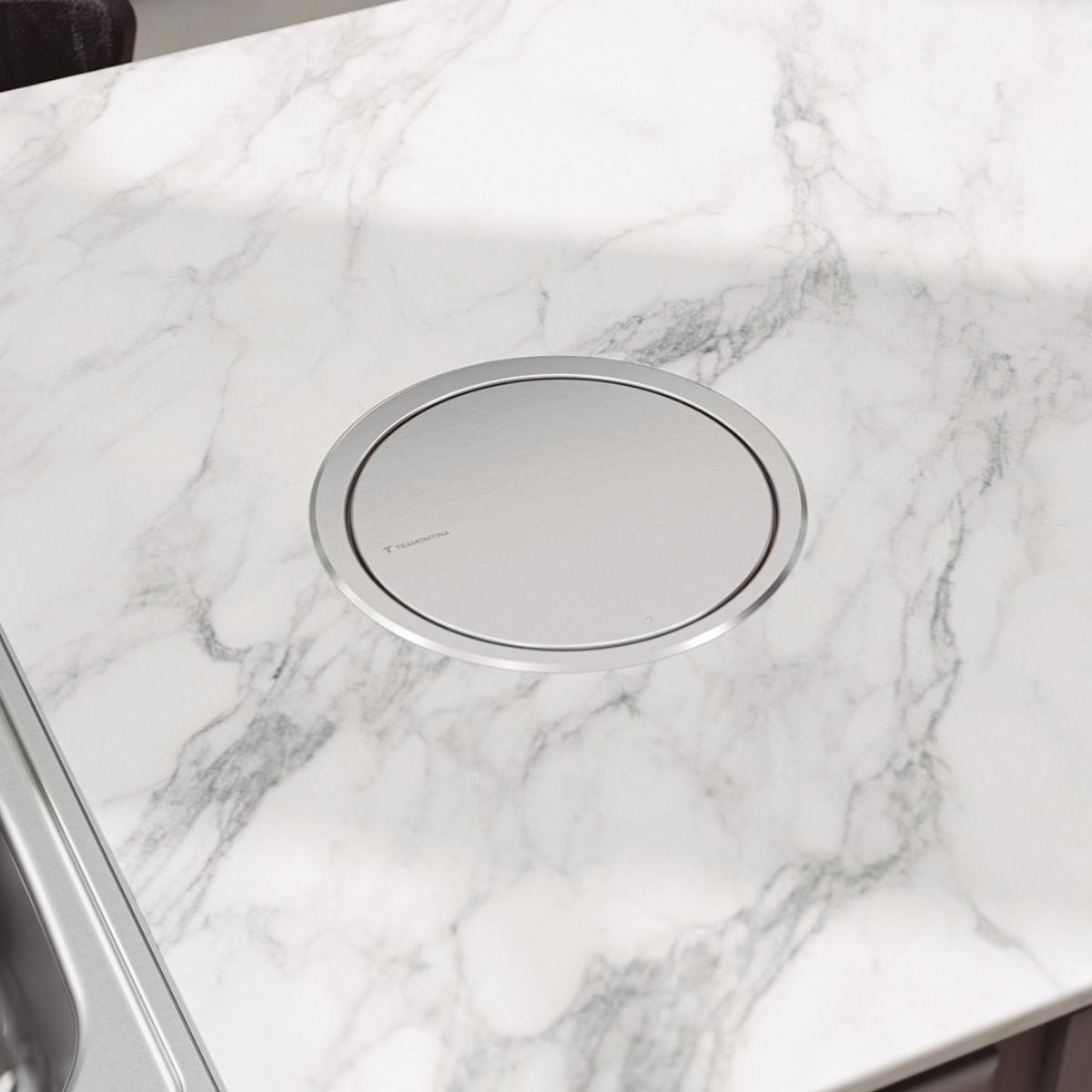 Lixeira de Embutir Tramontina 5 Litros Clean Round Click em Aço Inox