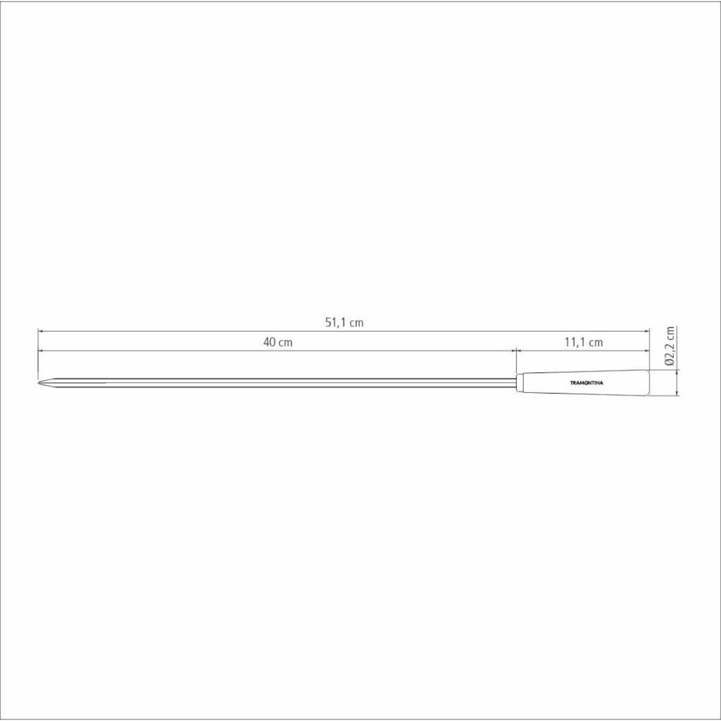 Conjunto de Espetinhos Tramontina 6 Peças Aço Inox com Cabo de Madeira 50 cm
