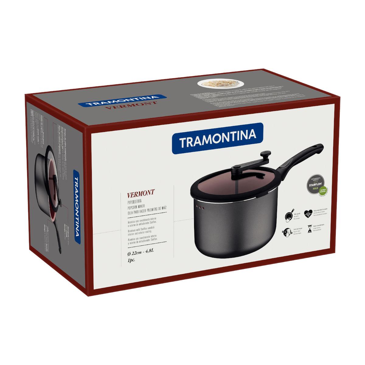 Pipoqueira Tramontina Vermont 22 cm 4,8 Litros Grafite em Alumínio Starflon Max
