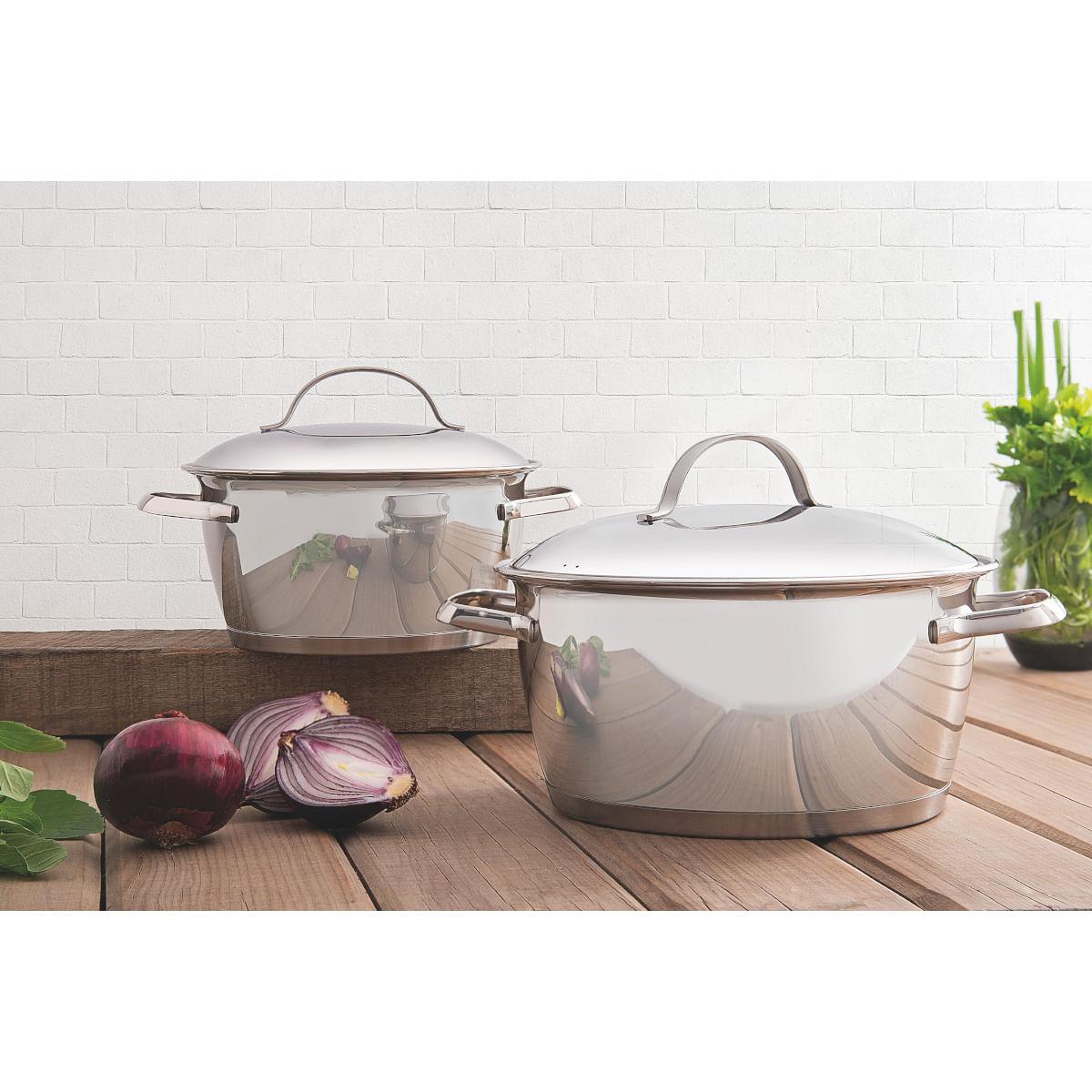 Caçarola Funda Tramontina Allegra Aço Inox Fundo Triplo 16 cm 1,5 L