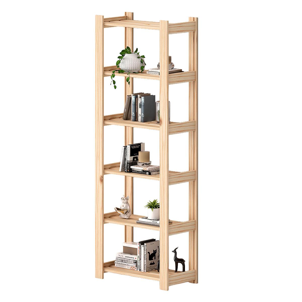 Estante para Livros 62x30x171 cm em Madeira Natural Marin Brasil