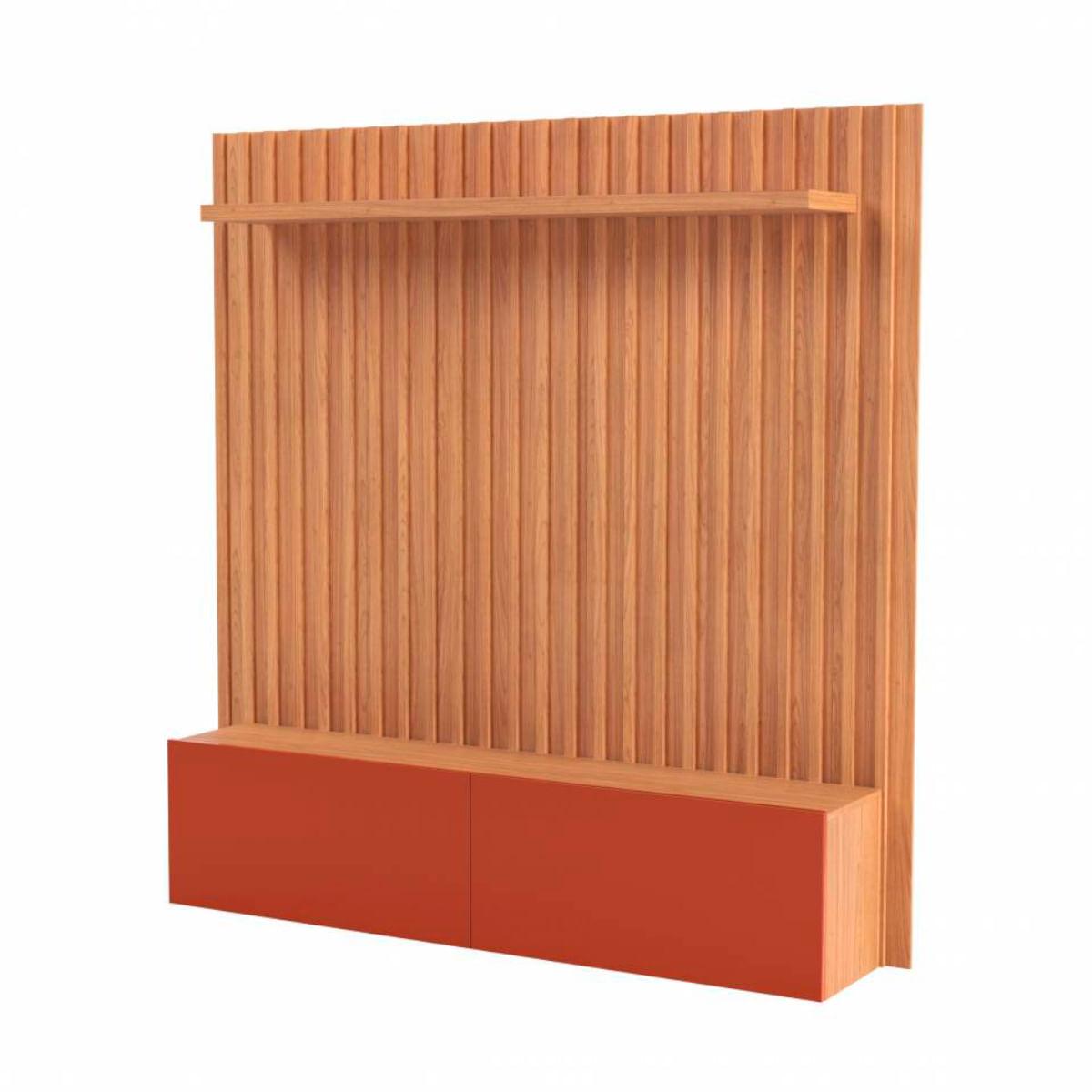 Painel Suspenso Ripado em MDF 178cm com 2 Portas Basculante Freijó/Terra Dalla Costa