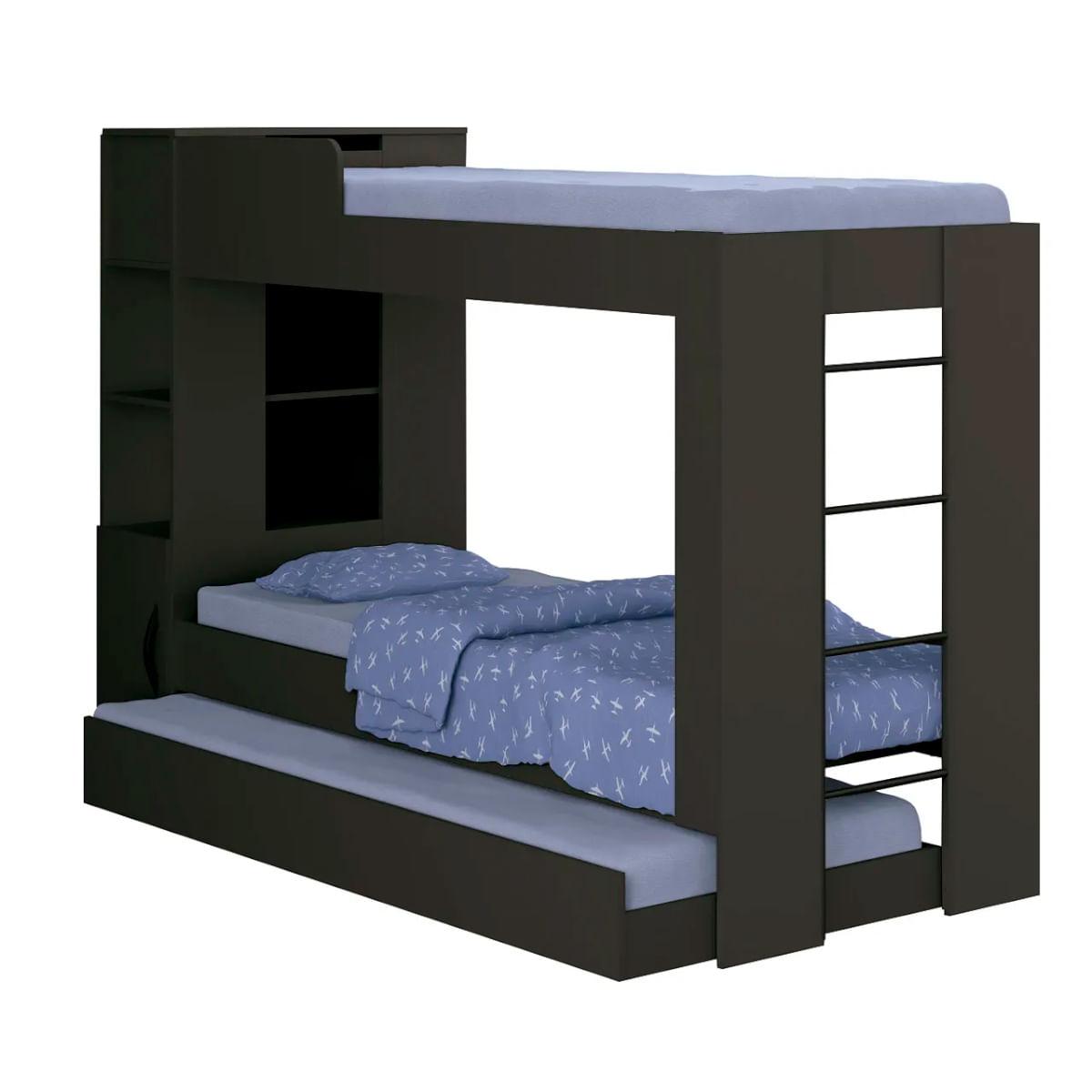 Treliche Ditália CM-15 Preto com Cama Auxiliar e Prateleiras
