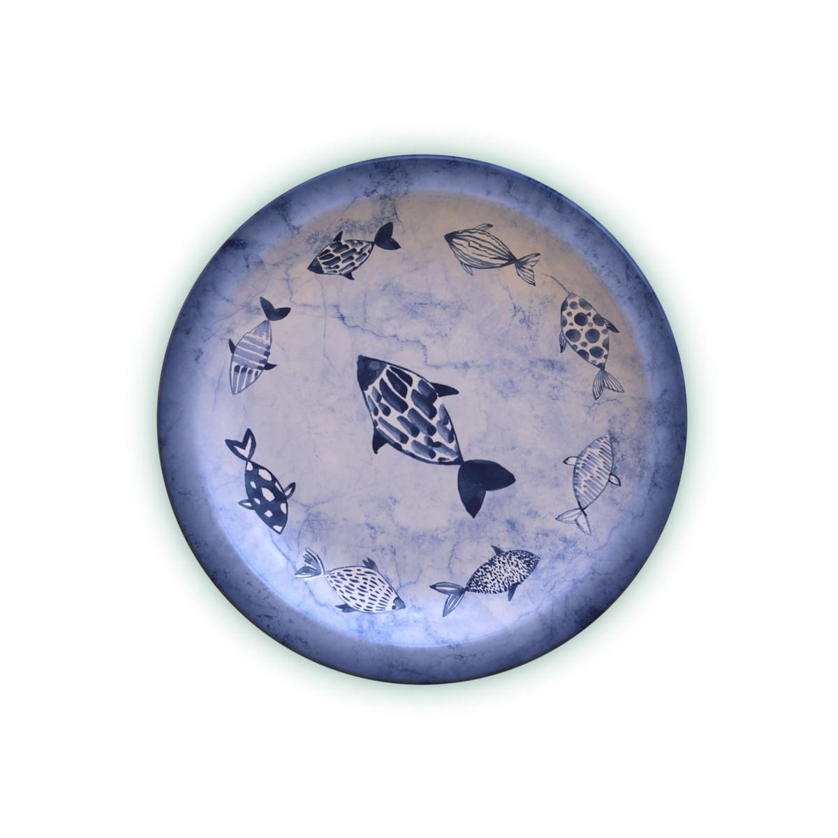 Prato Sobremesa Tramontina Peixes em Porcelana Decorada 21 cm