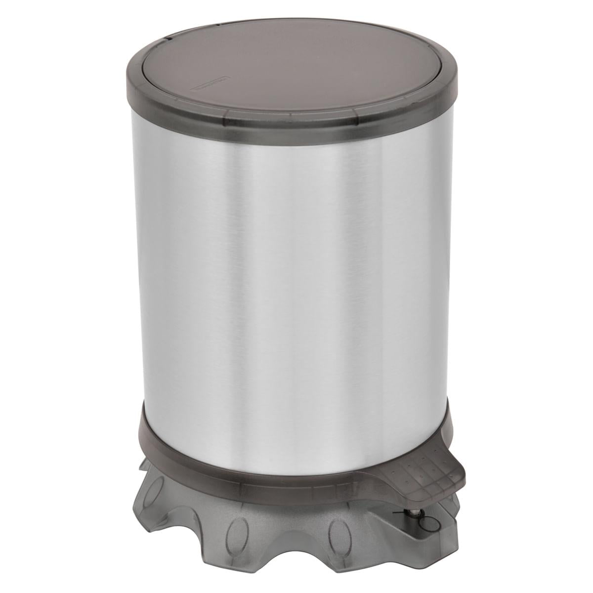 Lixeira Inox Tramontina Sofie Inox Scotch Brite e Detalhes em Plástico Translúcido Preto com Pedal 5 L