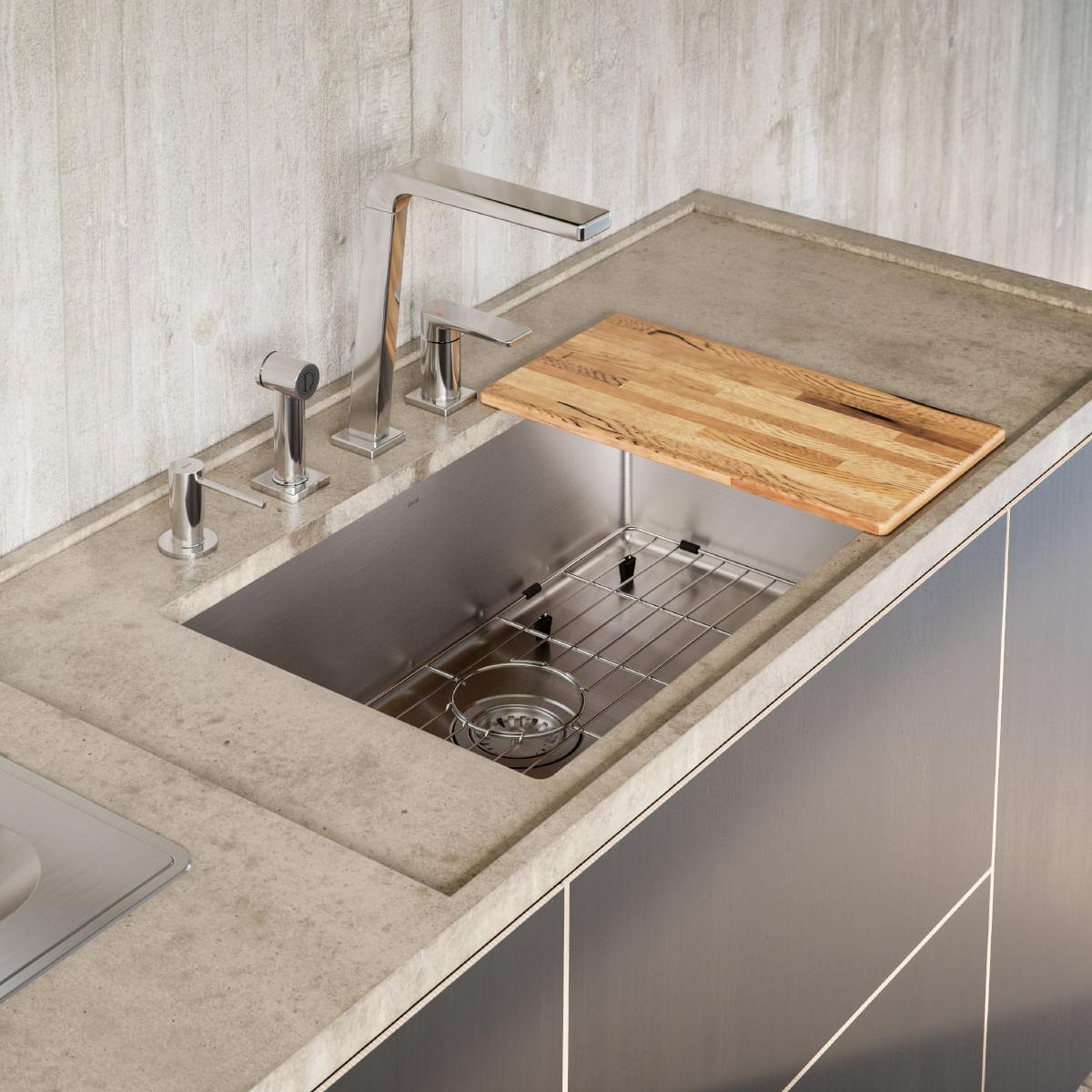 Cuba de Embutir/Sobrepor Bistrô Docol 70x40x20 cm Aço Inox Escovado com Acessórios