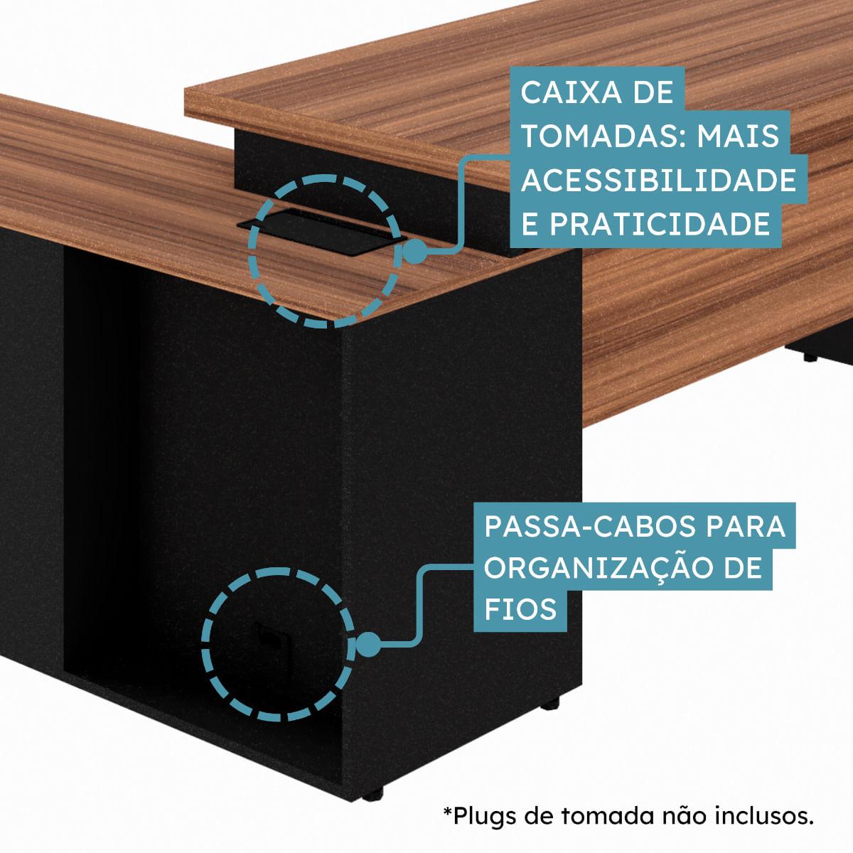 Mesa para Escritorio Diretor 150x150 cm Nogal Preto Marin Brasil