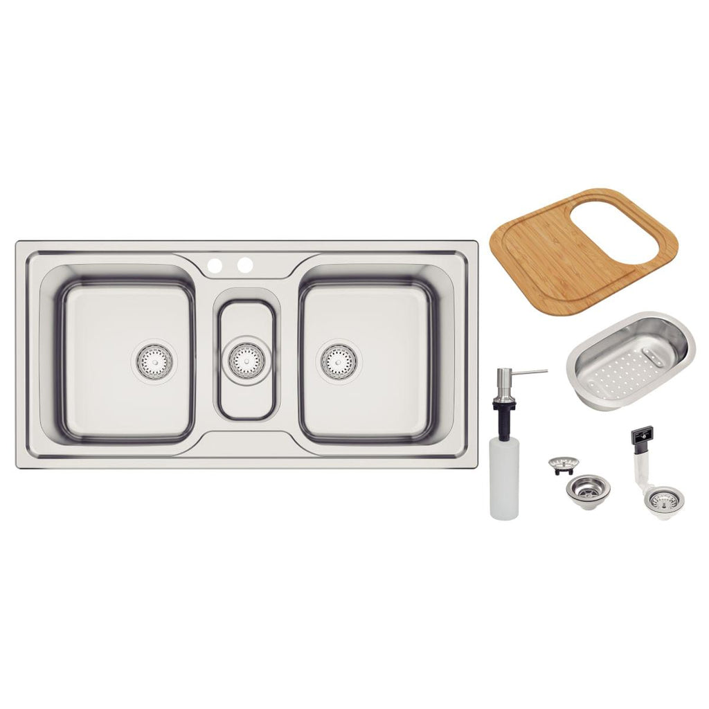 Cuba de Sobrepor Tramontina Marea Deep 2.5C 34 Aço Inox Acetinado 100 x 50 cm com Acessórios