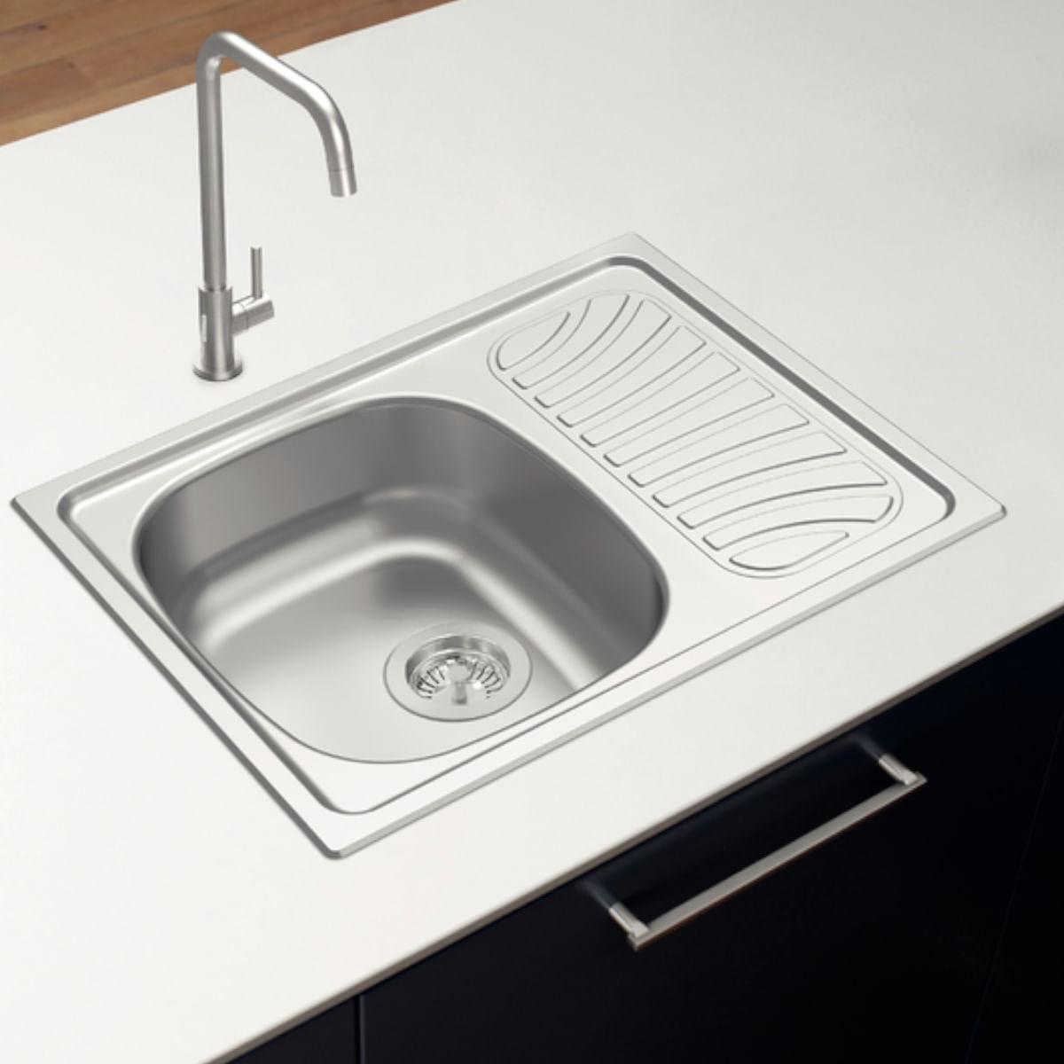 Cuba de Sobrepor Tramontina Alpha 34 R em Aço Inox Pré-polido 62 x 50 cm com Válvula