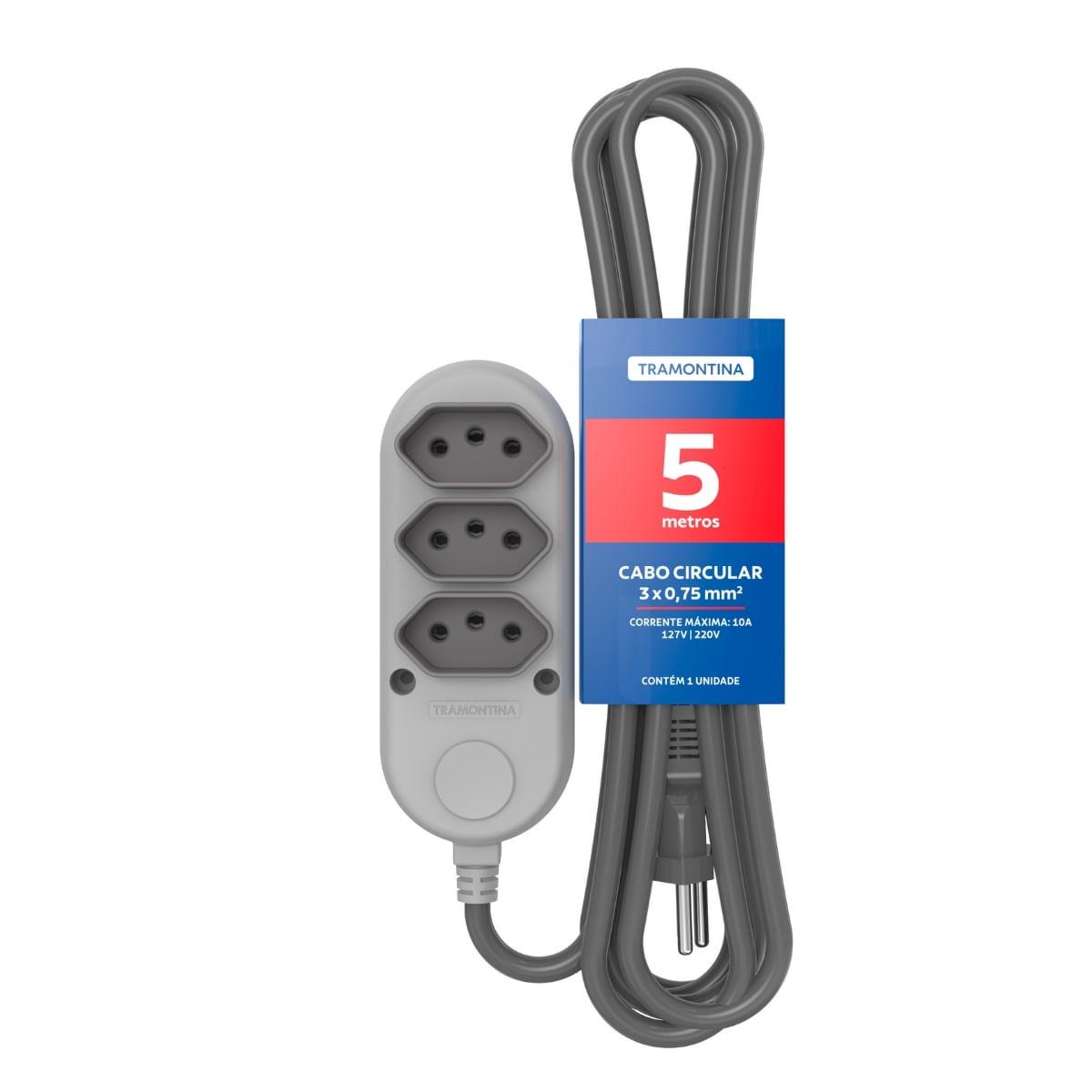 Extensão Múltipla 3 Tomadas Tramontina 2P+T 10 A 250 V 5 m
