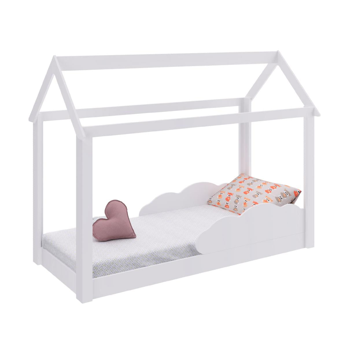 Cama Infantil Montessoriana Branca com Nuvem Branca BY401 Completa Móveis