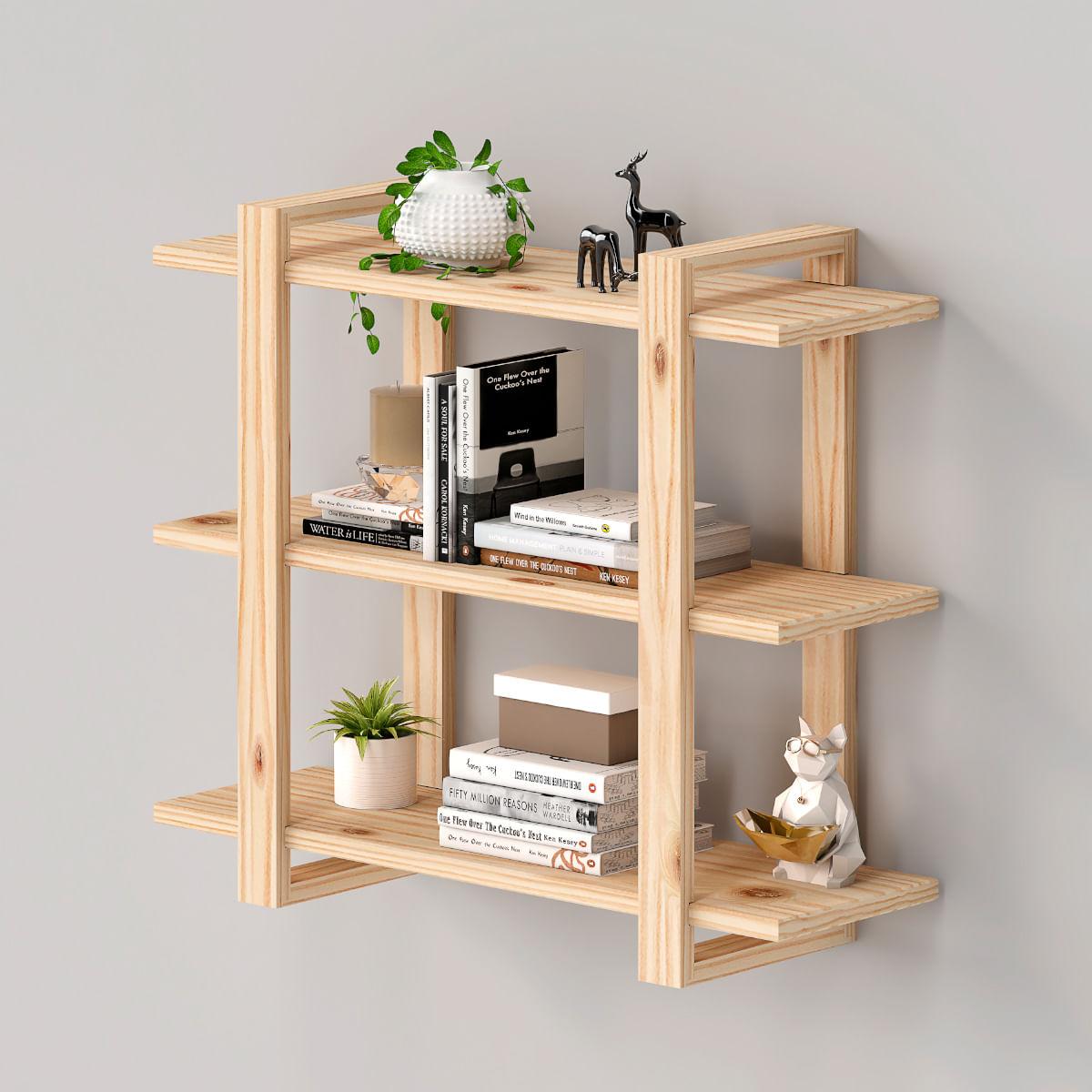 Estante para Livros 70x23x60 cm em Madeira Natural Marin Brasil