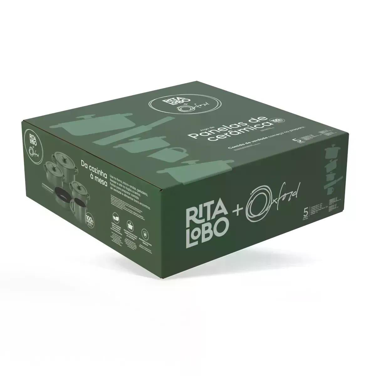Jogo de Panelas Oxford In Natura em Ceramica 5 peças Taioba Green