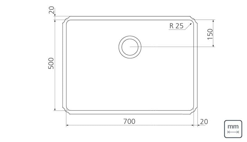 Cuba Profissional em Aço Inox 70x50 cm OUTLET Tramontina 94900428
