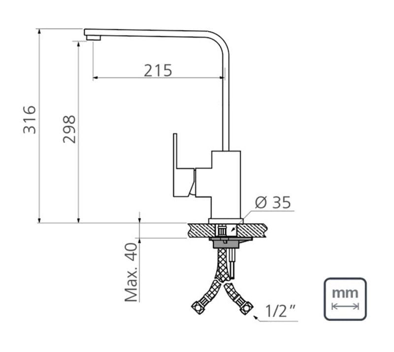 Misturador em Inox Monocomando Linea Tramontina 94520014