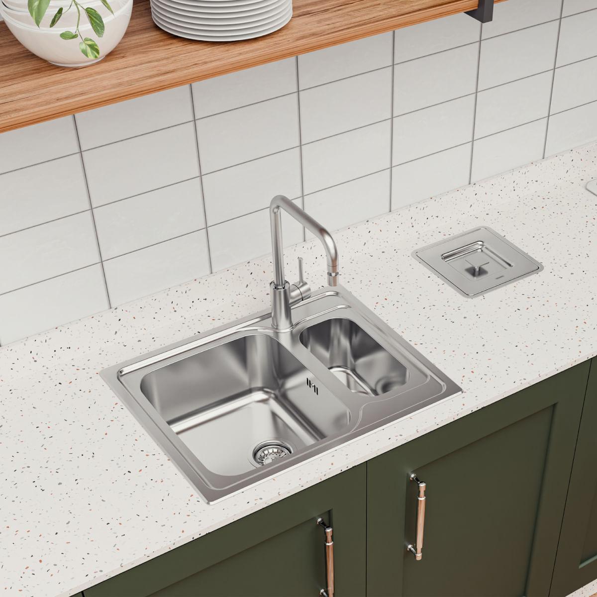 Cuba de Sobrepor Tramontina Marea Deep 1.5C 34 em Aço Inox Acetinado 62 x 50 cm Furo para Torneira
