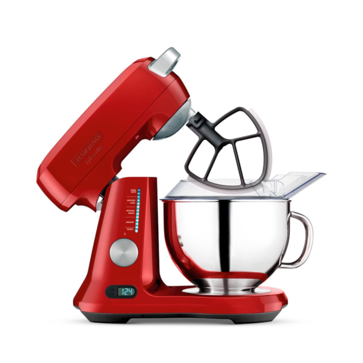 Batedeira Planetária Tramontina by Breville Mix Pro Vermelha em Alumínio Fundido 840 W com Tigela Inox 4,7 L 127V